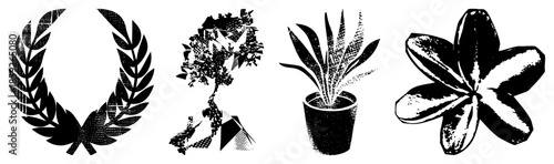 wreath tree plant flower vector