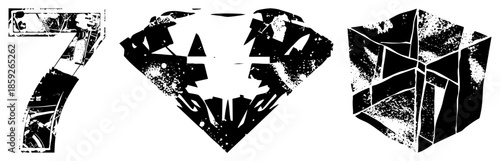 number seven diamond cube abstract vector