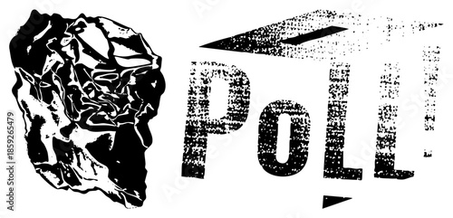 crumpled ballot paper with poll text and graduation cap