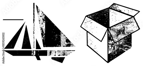 sailboat and open box vector
