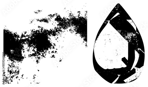 teardrop gemstone with ink splatter texture