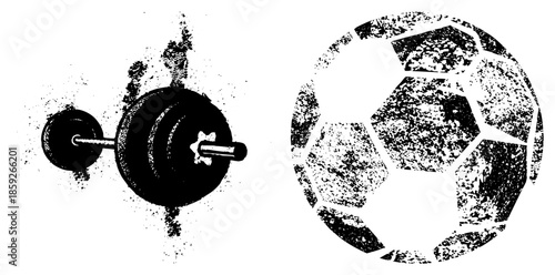 weightlifting barbell and soccer ball vector