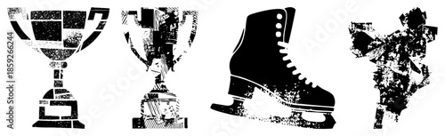 ice skating trophies and boot vector