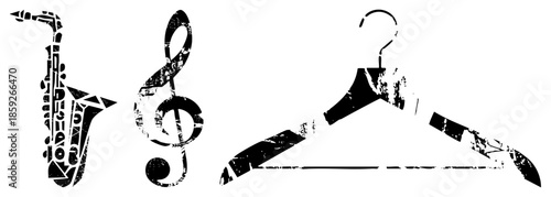 saxophone treble clef clothes hanger vector