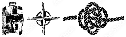suitcase nato logo rope knot black and white vector
