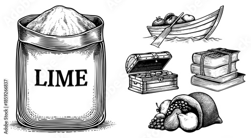 lime sack treasure boat books fruit sack