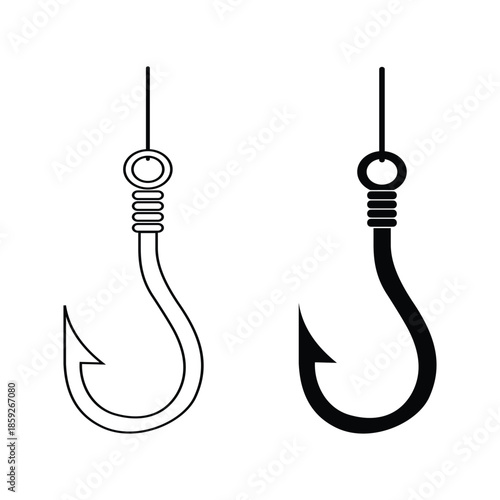 Fishing hook vector icon. Fishing hook logo vector icon illustration. Fishing. Hook Symbol. Simple hook silhouette icon.

