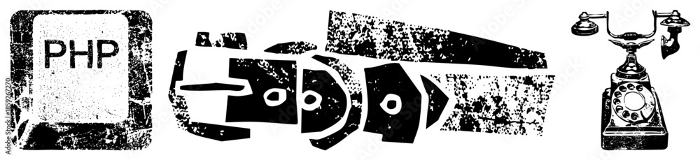Obraz premium PHP logo fragmented text telephone