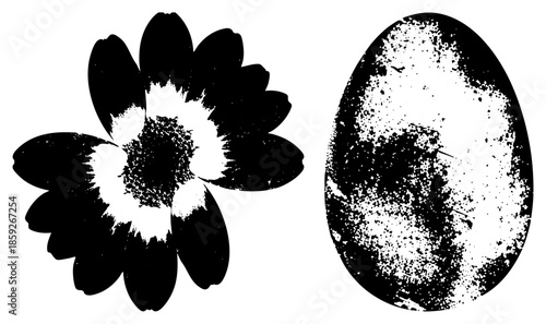 flower and egg abstract black white vector