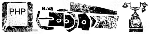 PHP logo fragmented text telephone