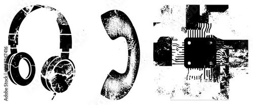headphones telephone circuit board vector