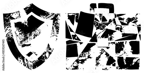 shield and shattered glass vector