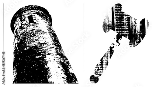 stone tower and vector illustration