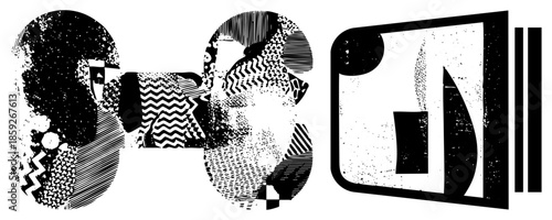 abstract typography letters with textures