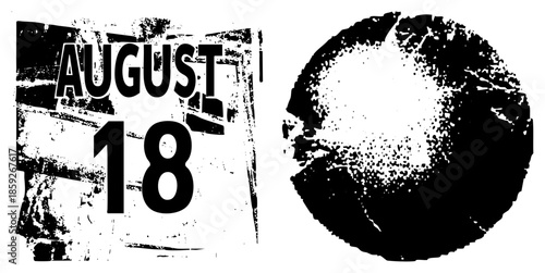 August 18 date stamp with distressed circular ink blot