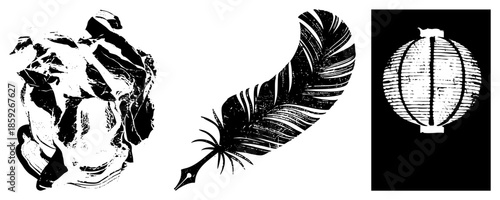 crumpled paper feather quill lantern