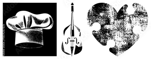 chef hat violin puzzle heart