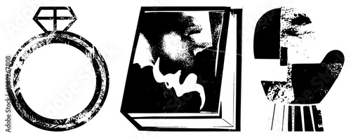 engagement ring book abstract shapes