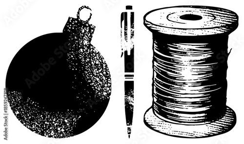 Christmas ornament pen spool vector illustration