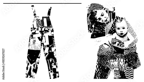 overalls and baby holding book