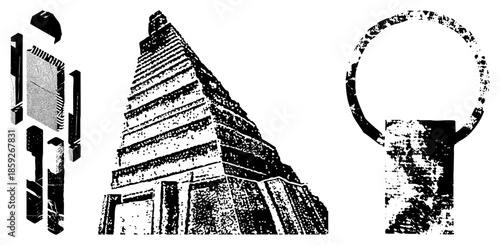 ancient ruins and artifacts vector set