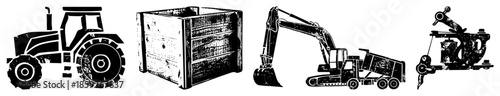 farm tractor wooden crate excavator dump truck tattoo machine