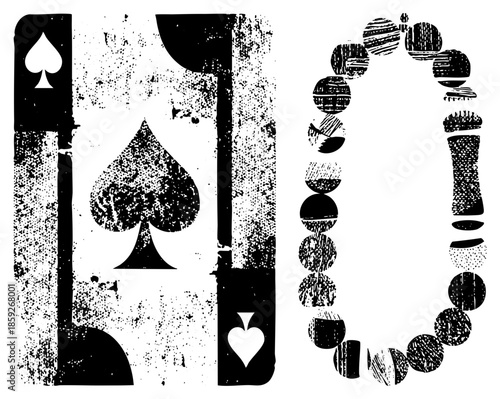 playing card spade symbol and beaded necklace vector