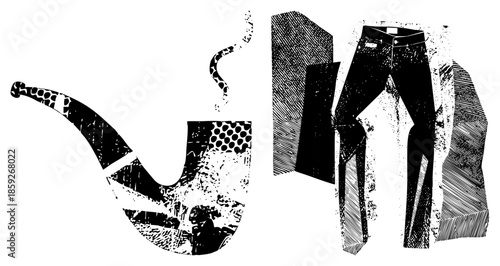 pipe smoking and jeans vector illustration