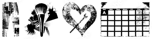 makeup brush heart calendar abstract