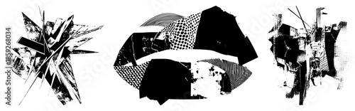 abstract geometric shapes collage black and white