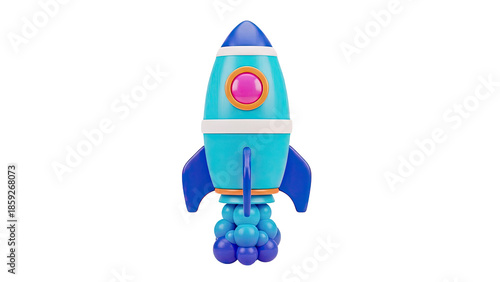 Cartoon Rocket Ship with Blue Flames