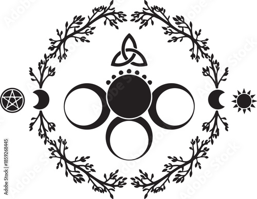 Symbolic representation of triple goddess and lunar phases