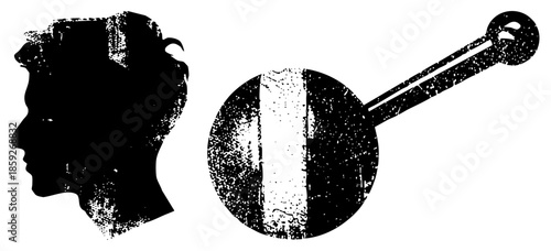 silhouette profile head and banjo vector