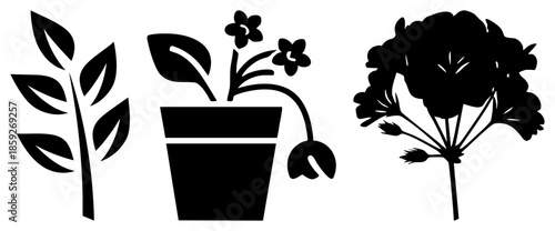 plant black silhouette set
