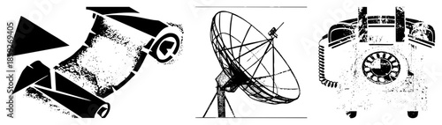 security camera satellite dish rotary phone vector