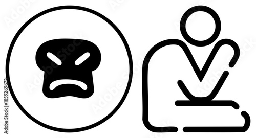 angry toast next to seated person