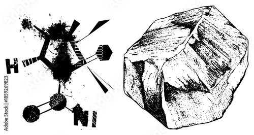 hydrogen nickel compound molecular structure and crystal lattice vector illustration