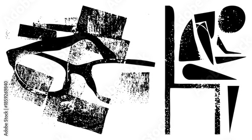 abstract geometric shapes black and white