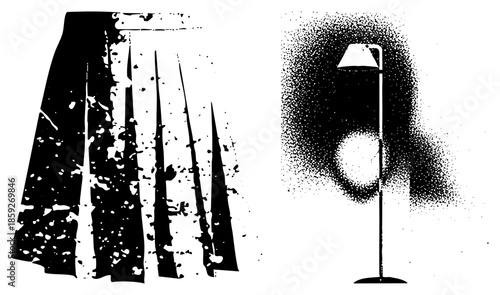 pleated skirt and floor lamp vector illustration