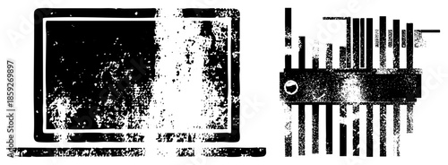 laptop and microchip vector illustration