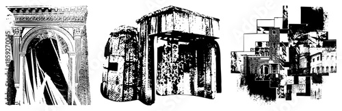 architectural fragments collage in black and white