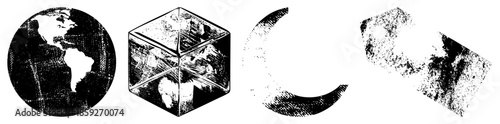global map cube moon abstract shapes