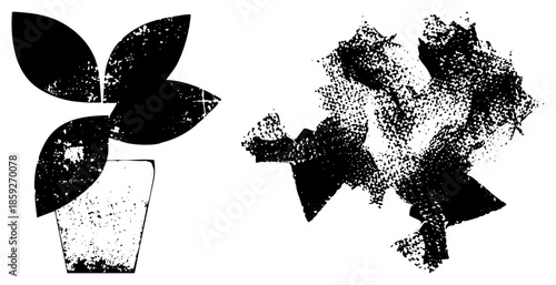 potted plant and bouquet vector