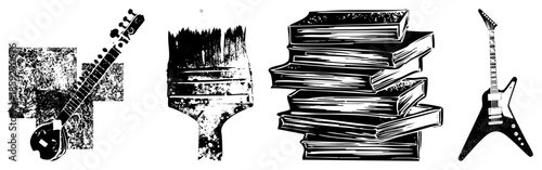 musical instruments and art tools vector set