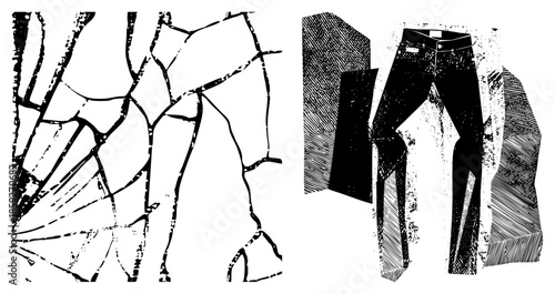 Abstract fragmented and stylized jeans illustration