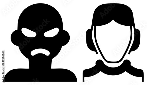 angry masked person and neutral person