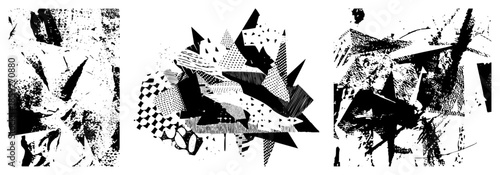 abstract geometric shapes with halftone