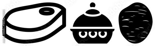 steak rice bowl potato vector