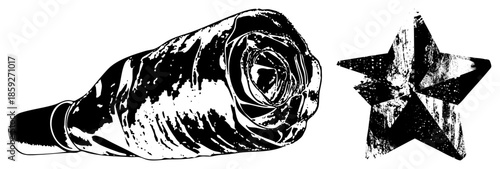 rose in bottle and star