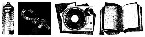 spray can chain turntable book vector